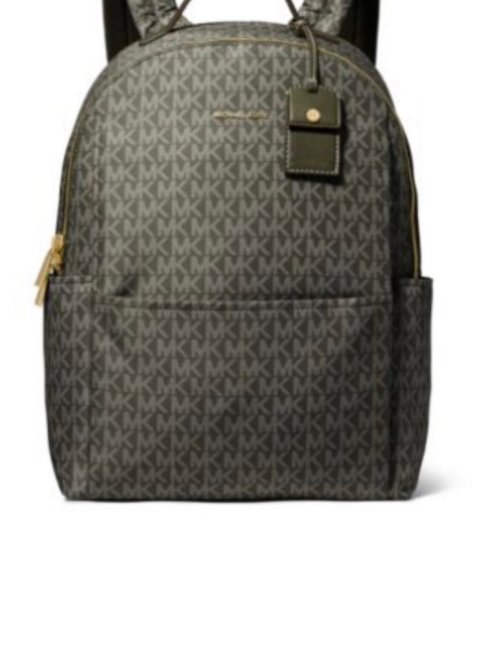 NWT Michael Kors sable large printed signature logo backpack color ivy size L